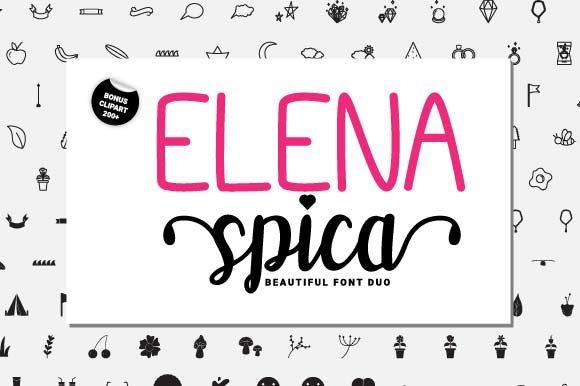 Elena Spica: A Duo Font and Clipart Library for Distinctive Design
